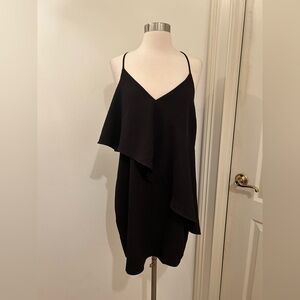Amanda Uprichard Black Asymmetrical V Neck Dress NWT